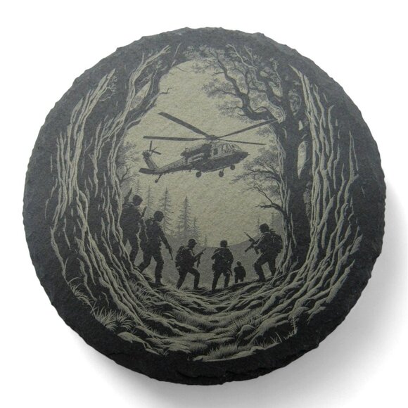 COASTERS MILITARY Themed Personalizable Black Slate Set Of 4 Helicopters Customi - Picture 1 of 7